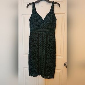 Bisou Bisou Green & Black Lace Cocktail Dress NWT